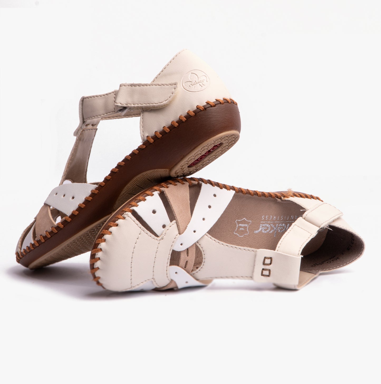Rieker M1655 Womens Ankle Strap Sandals Beige
