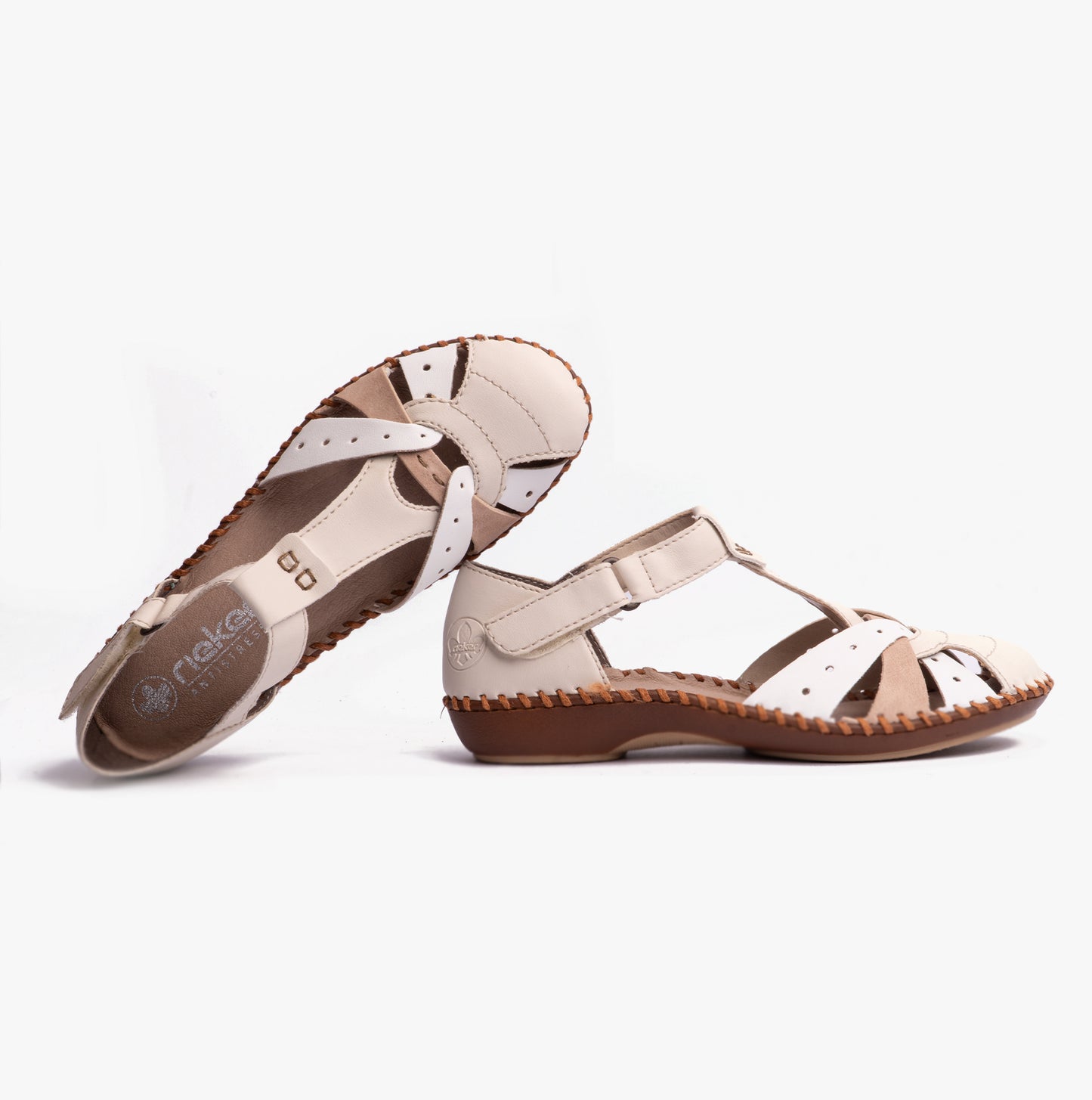 Rieker M1655 Womens Ankle Strap Sandals Beige