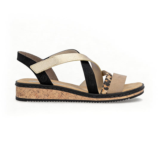 Rieker V3663 Womens Cross Strap Sandals Multi