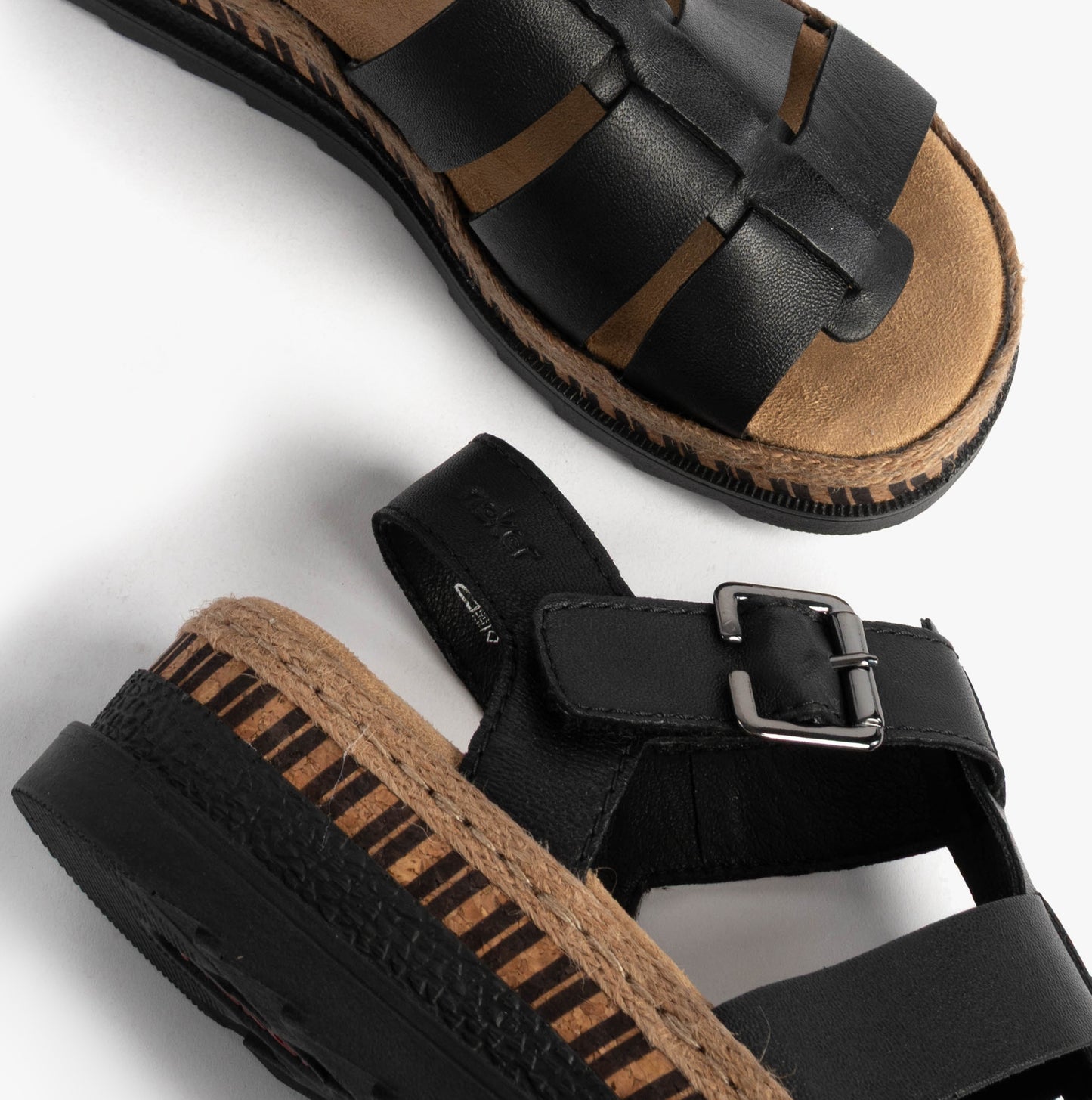 Rieker V7904 Womens Fisherman Sandals Black