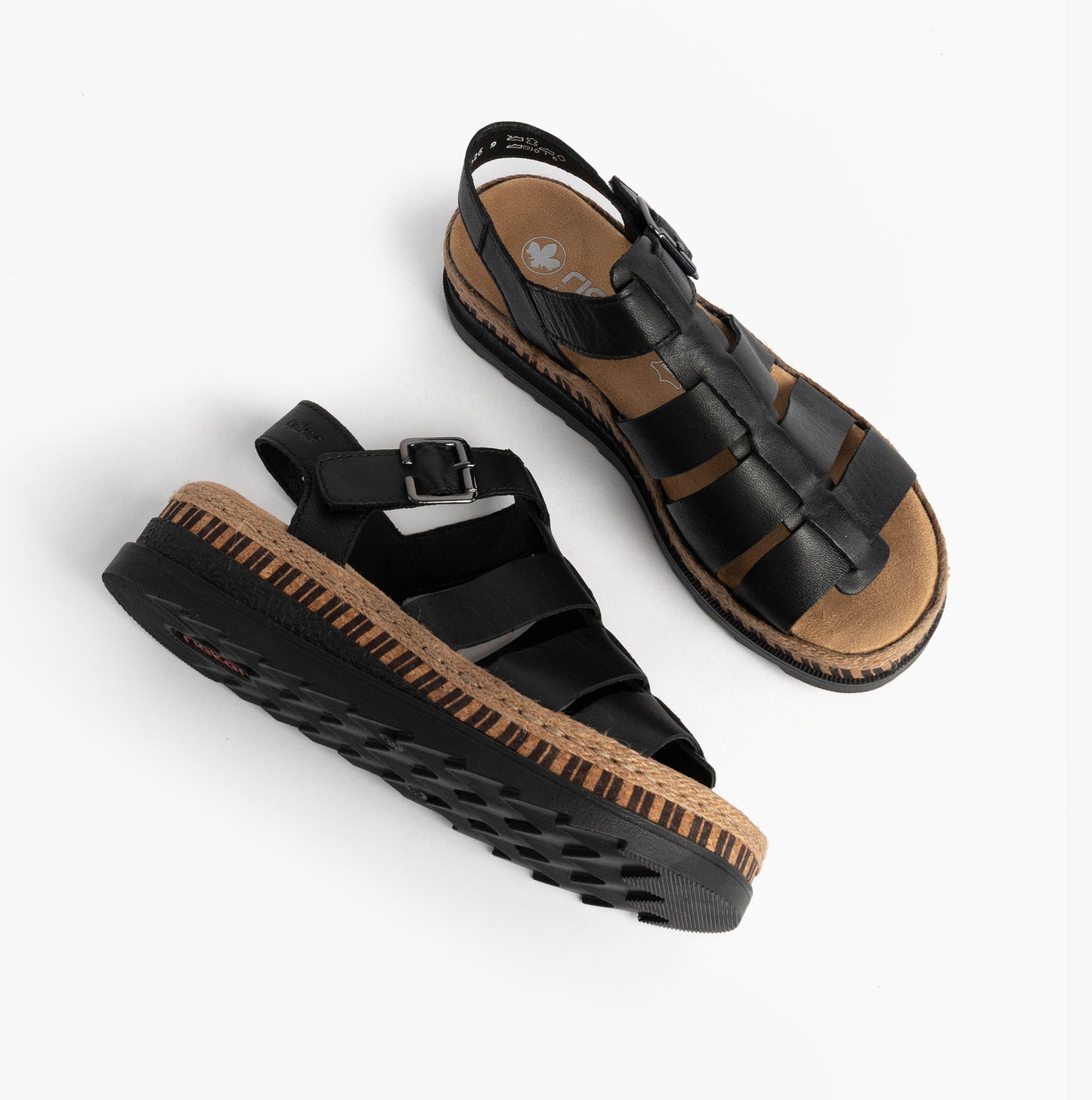 Rieker V7904 Womens Fisherman Sandals Black