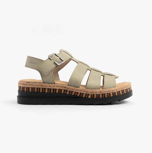 Rieker V7904 Womens Ankle Strap Sandals Green