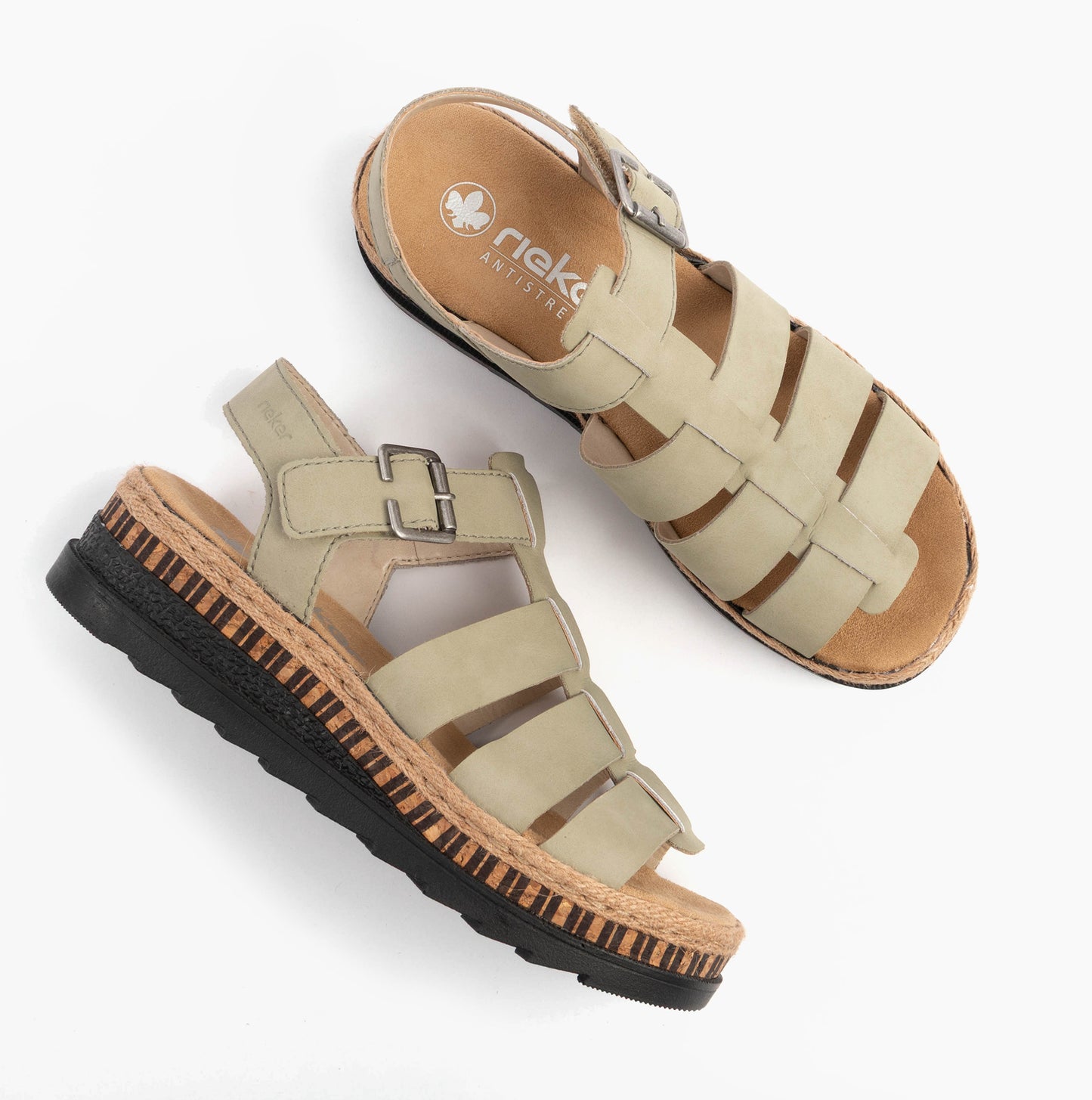 Rieker V7904 Womens Ankle Strap Sandals Green