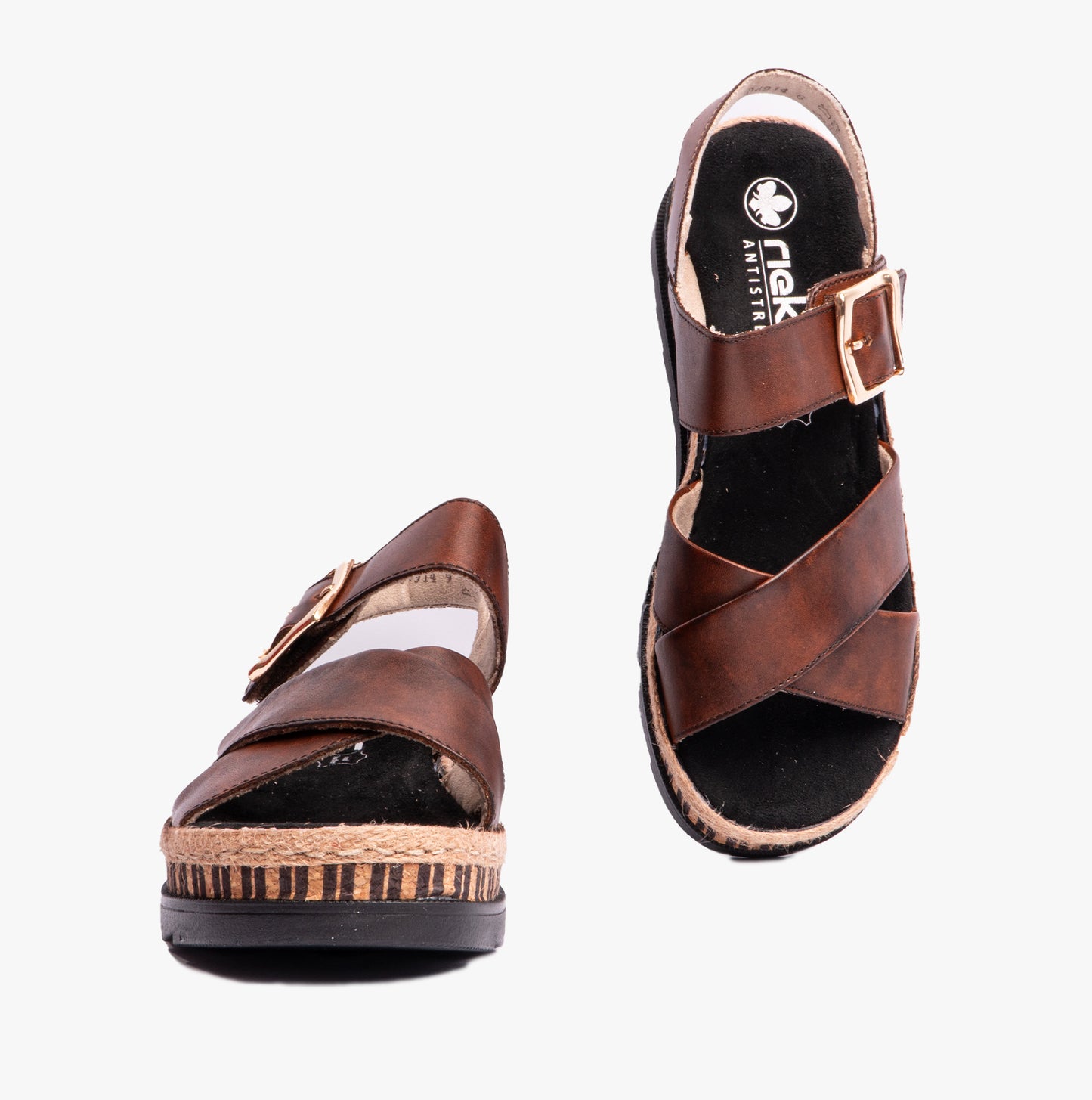 Rieker V7951 Womens Cross Strap Sandals Brown