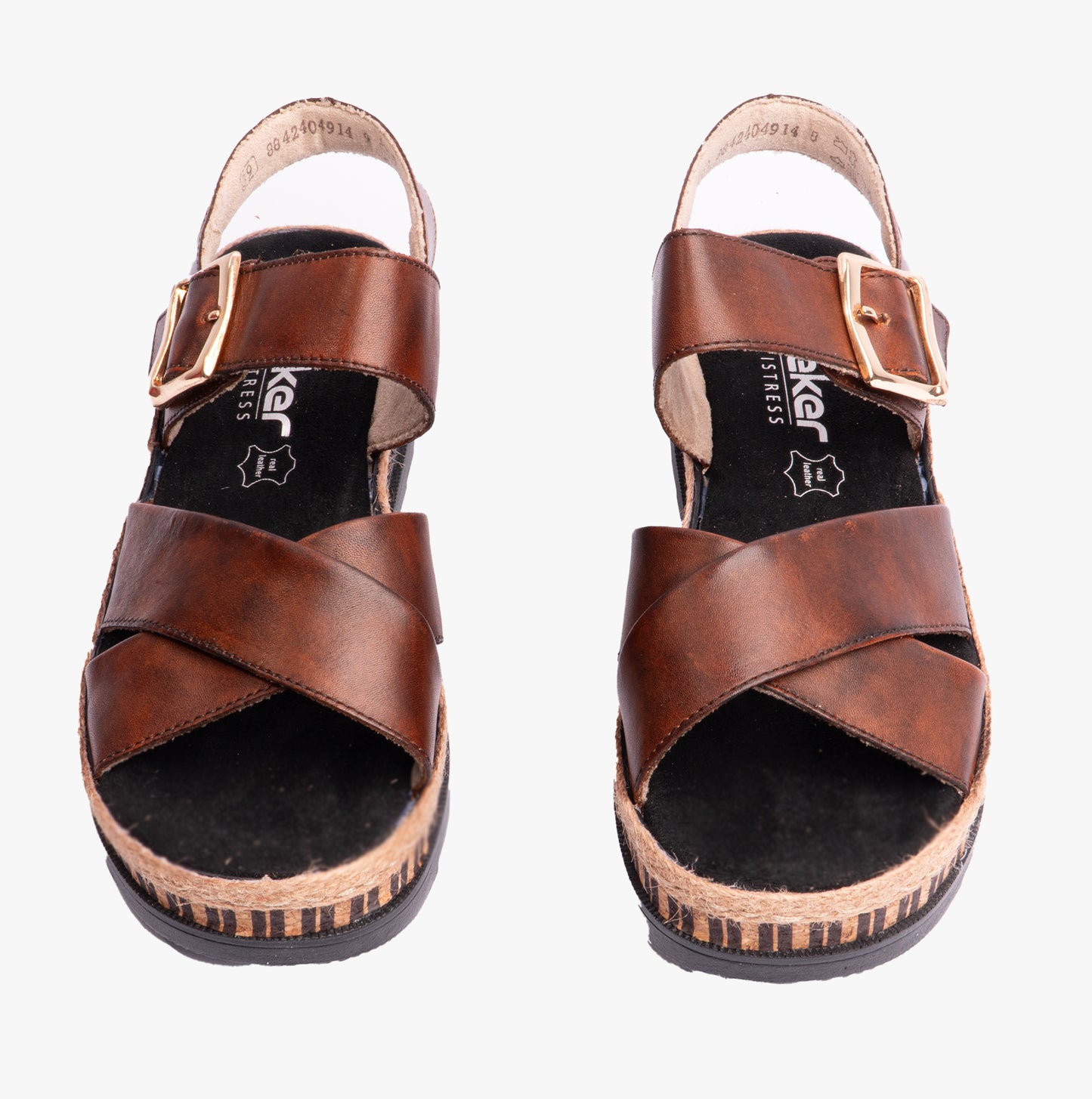Rieker V7951 Womens Cross Strap Sandals Brown