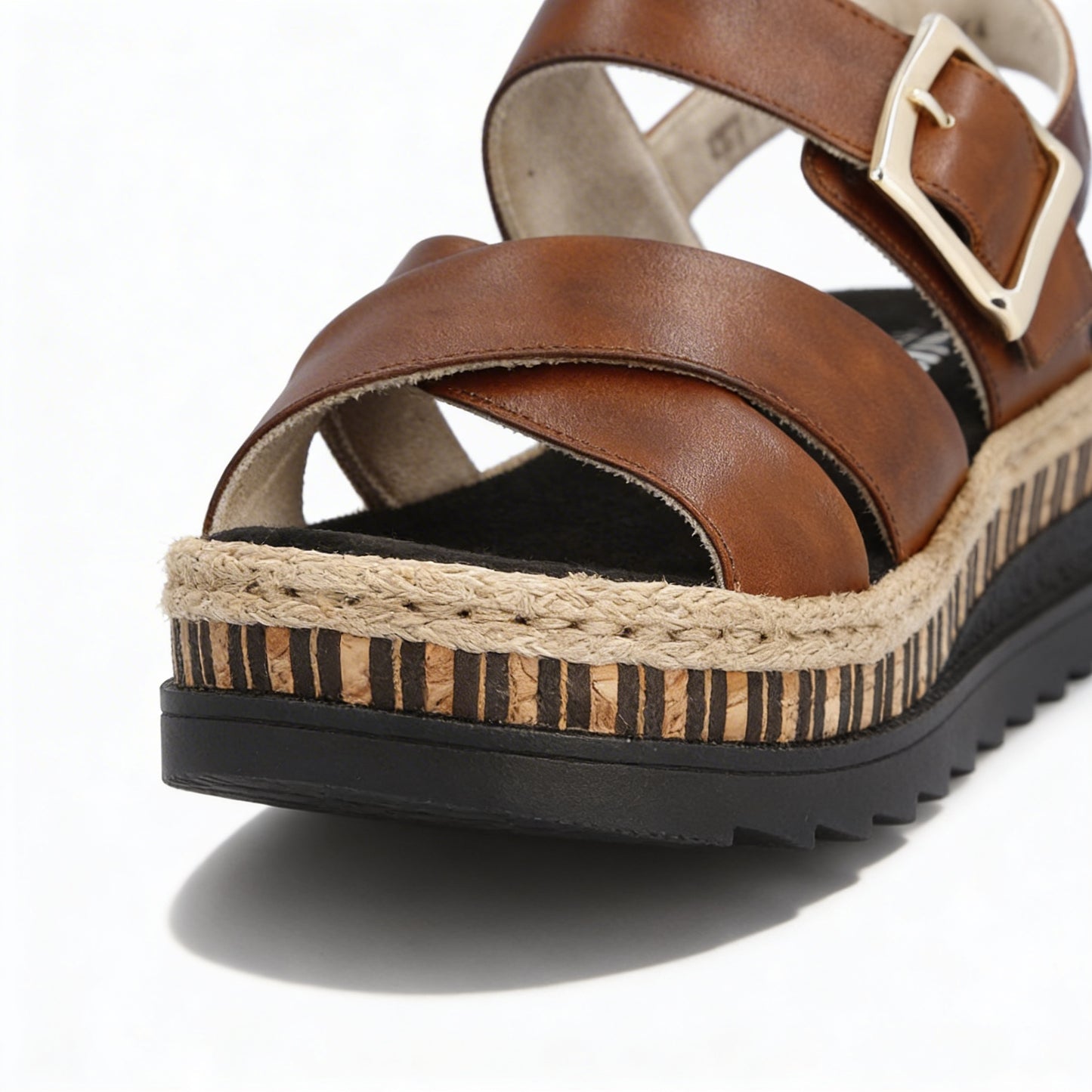 Rieker V7951 Womens Cross Strap Sandals Brown