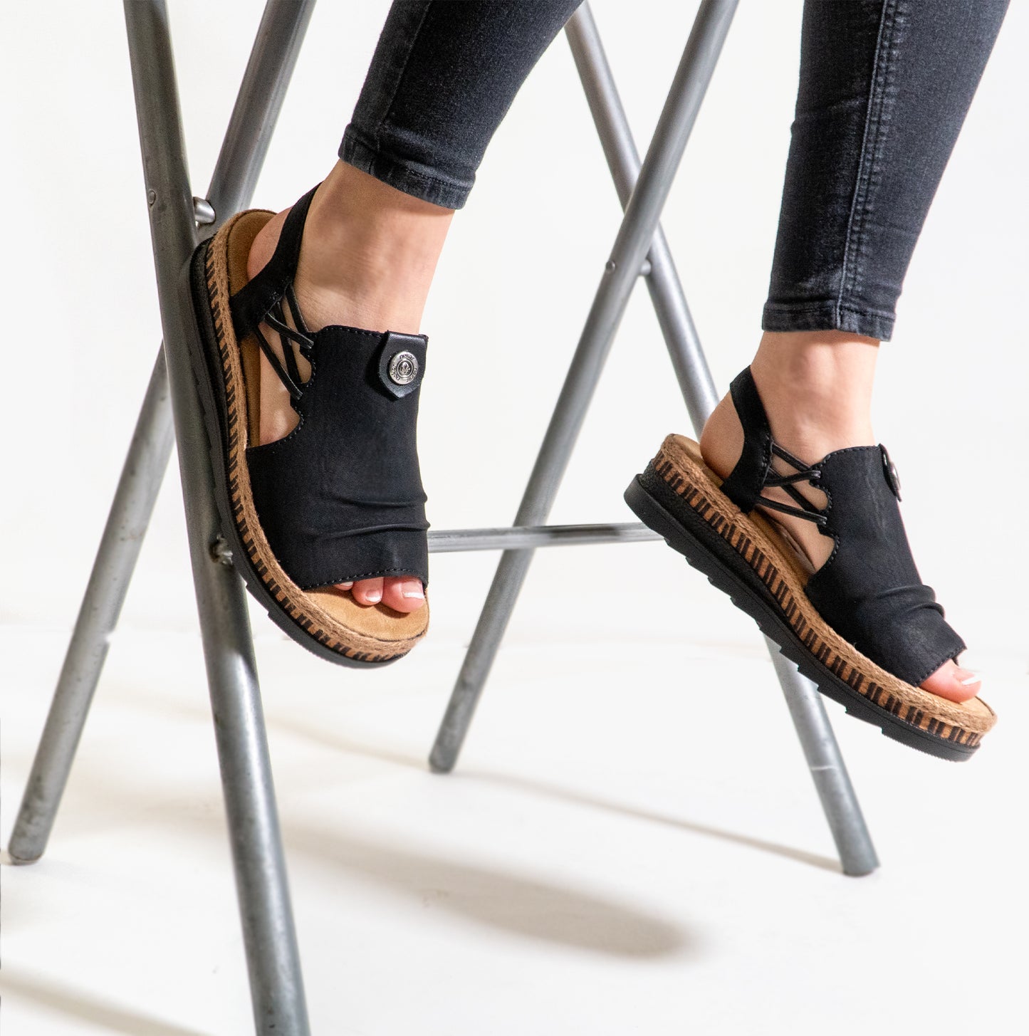Rieker V7972 Womens Slingback Sandals Black
