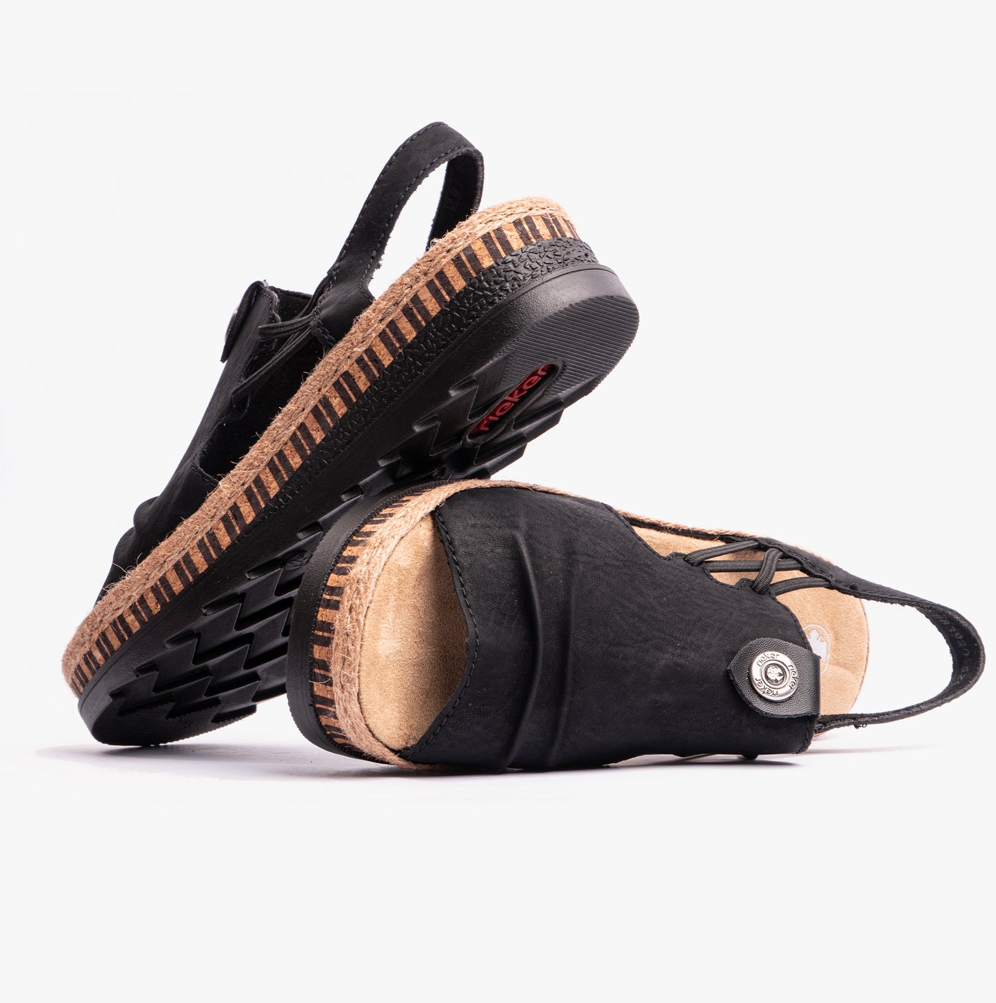 Rieker V7972 Womens Slingback Sandals Black