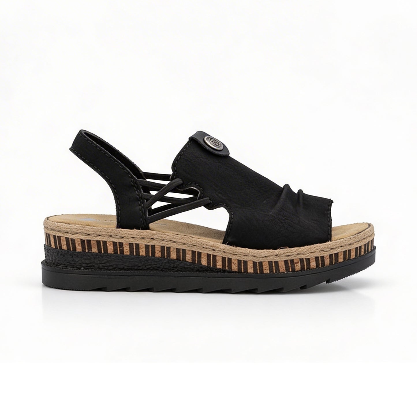 Rieker V7972 Womens Slingback Sandals Black