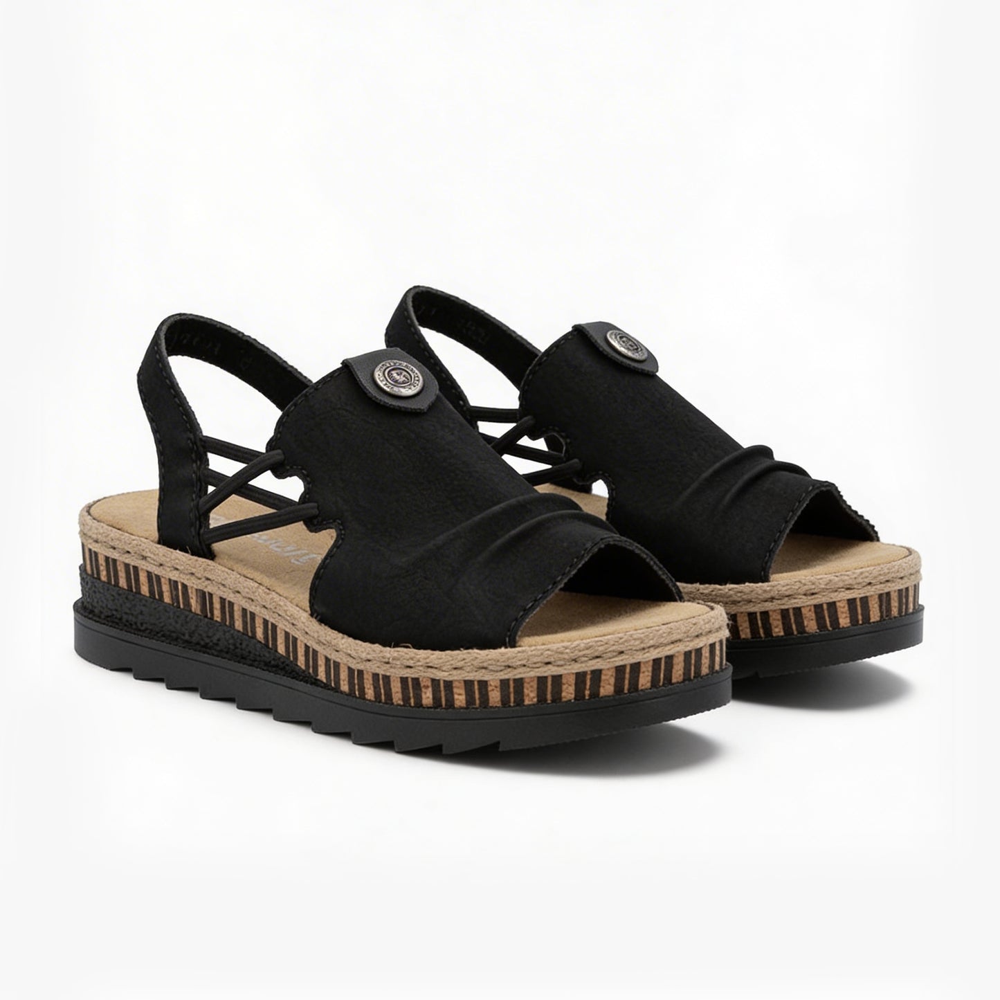 Rieker V7972 Womens Slingback Sandals Black