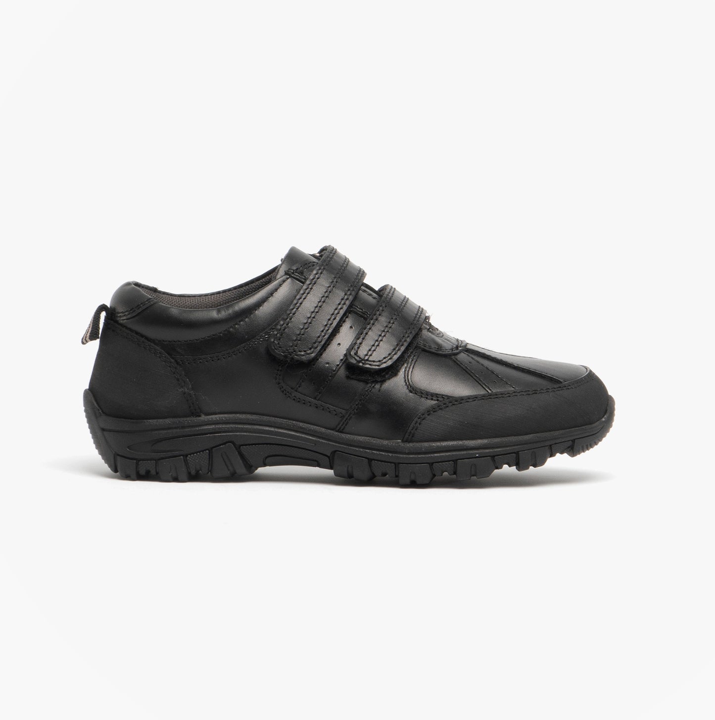 Roamers WILFRED Boys Black Leather Touch Fasten Shoes