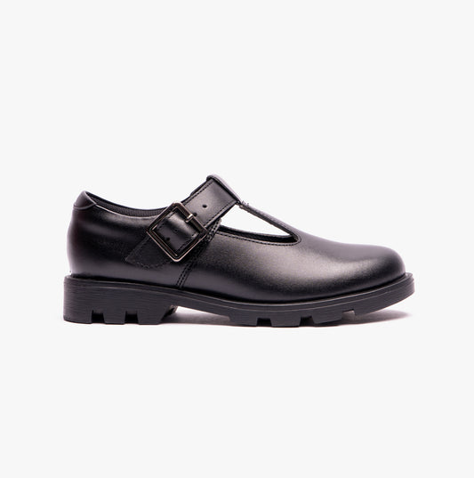 Roamers G705A Girls T-Bar Buckled School Shoes Black