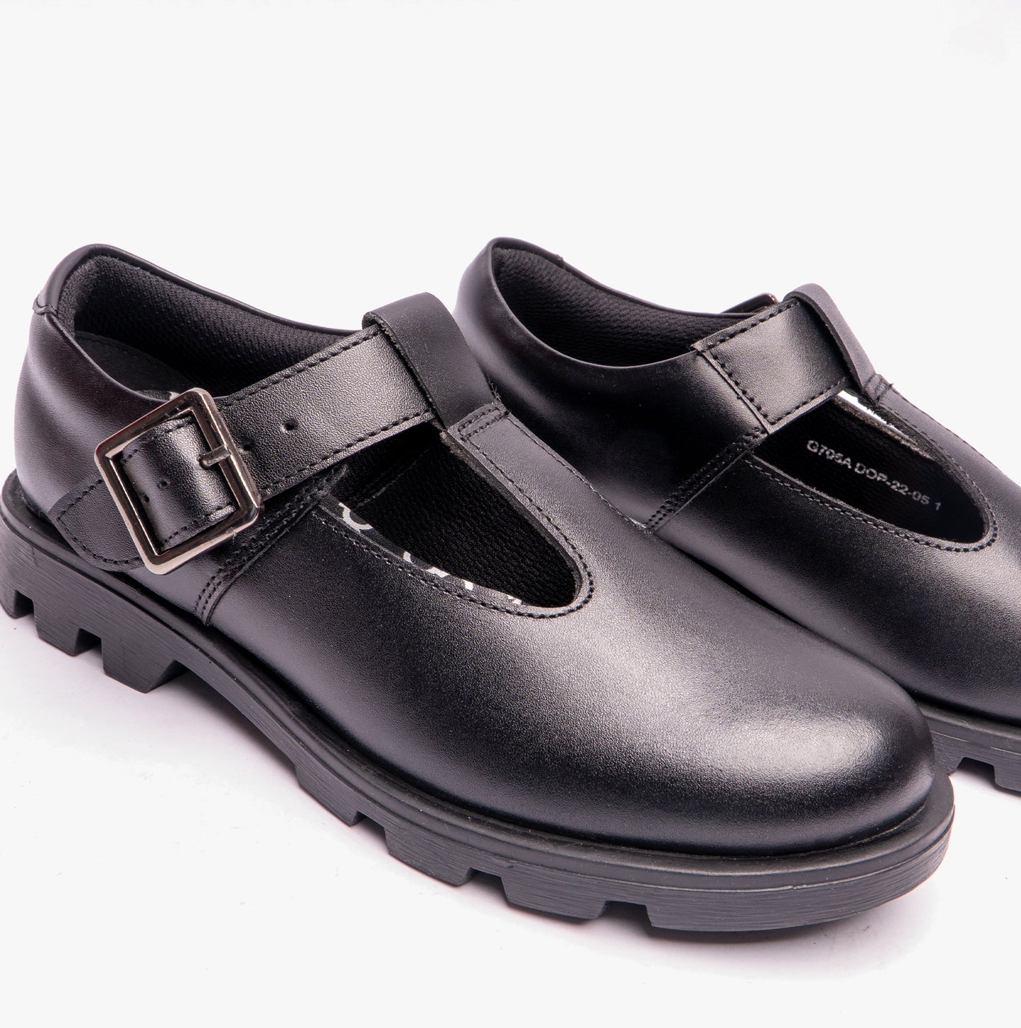 Roamers G705A Girls T-Bar Buckled School Shoes Black