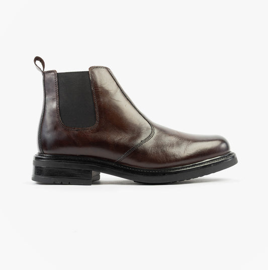 Roamers OLIVER Mens Twin Gusset Soft Leather Chelsea Boots Brown