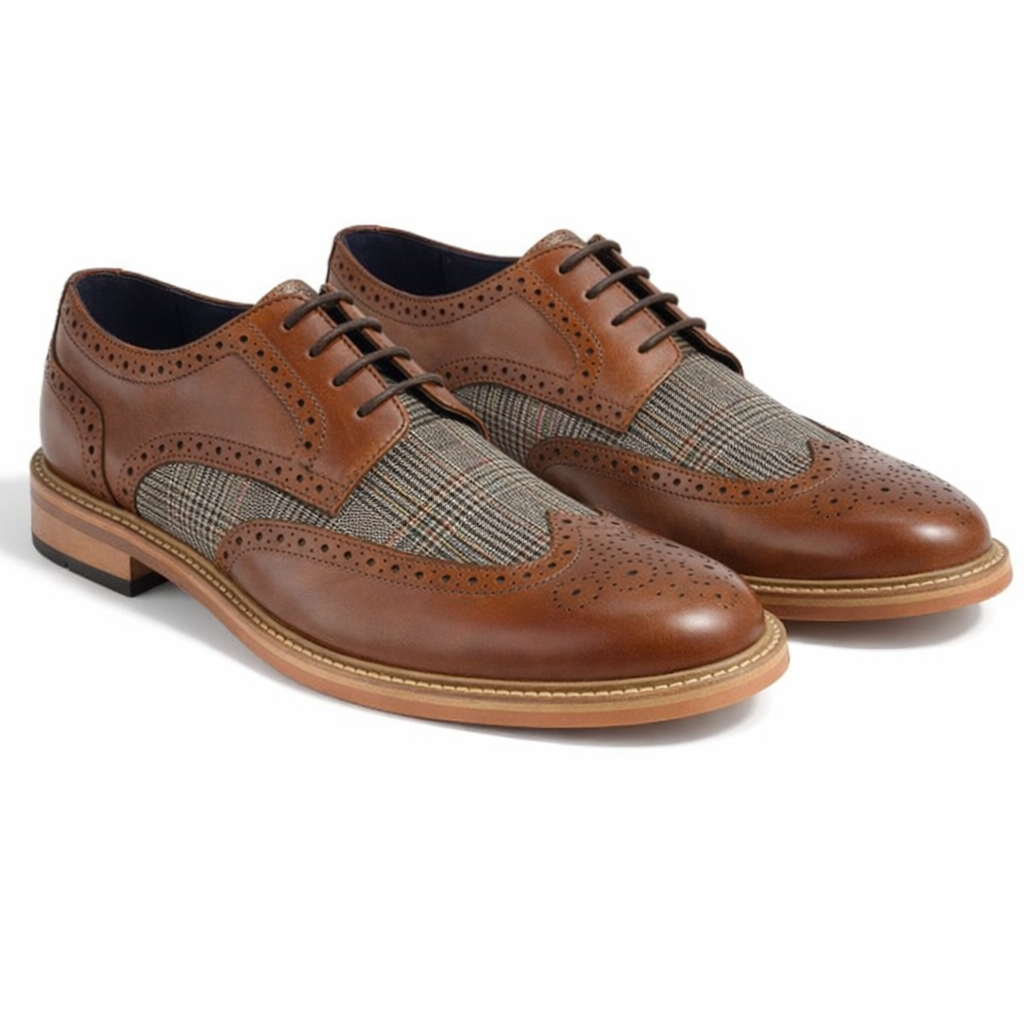 Roamers M072 Mens Brogue Shoes Tan