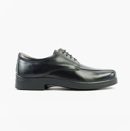 Roamers MILTON Mens Leather Tramline Gibson Shoes Black