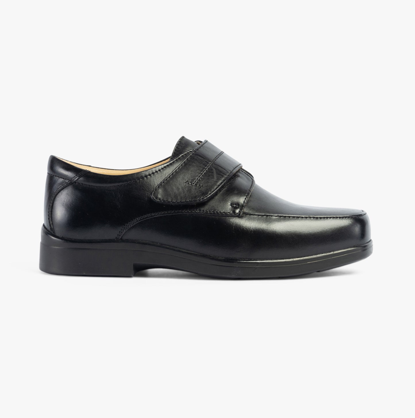 Roamers ROBBIN Mens Leather Touch Fasten Shoes Black