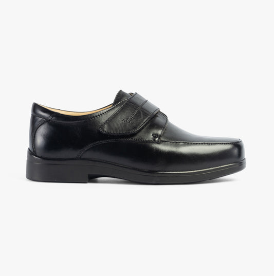 Roamers ROBBIN Mens Leather Touch Fasten Shoes Black