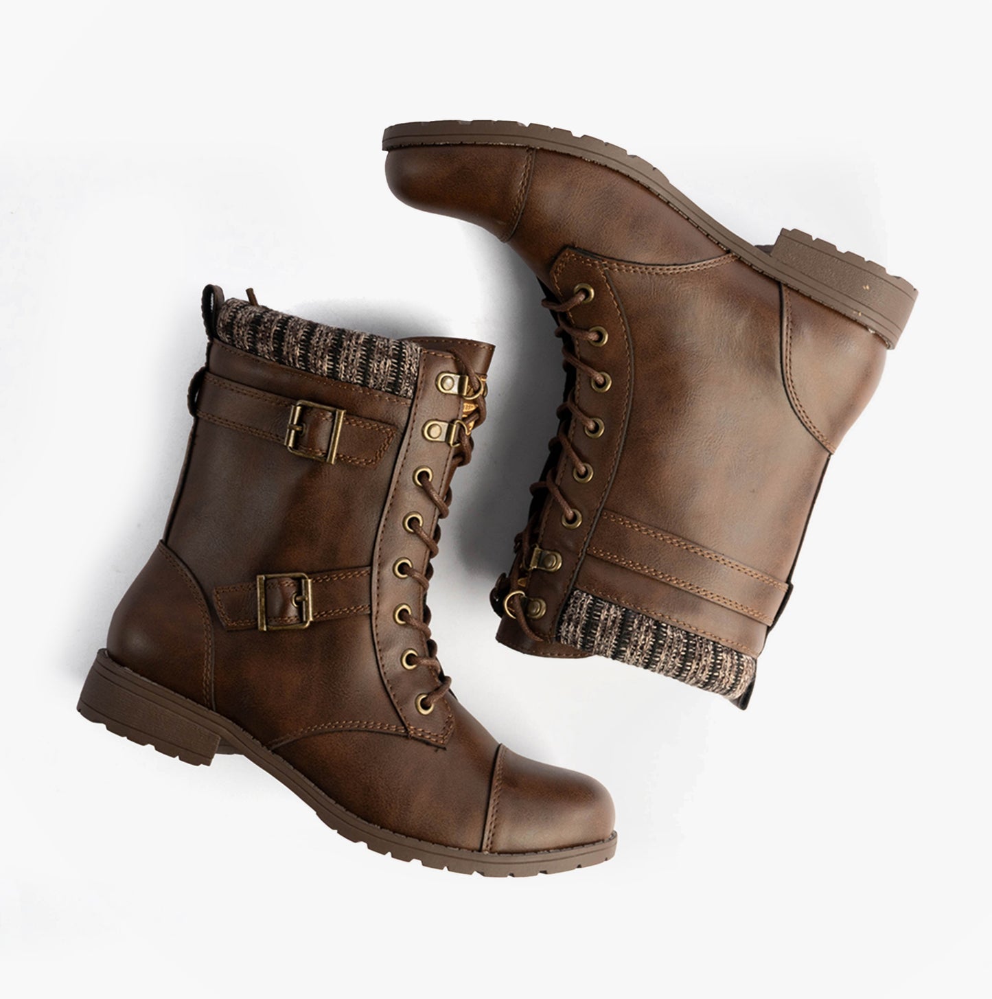 BILLIE Womens Biker Boots Brown