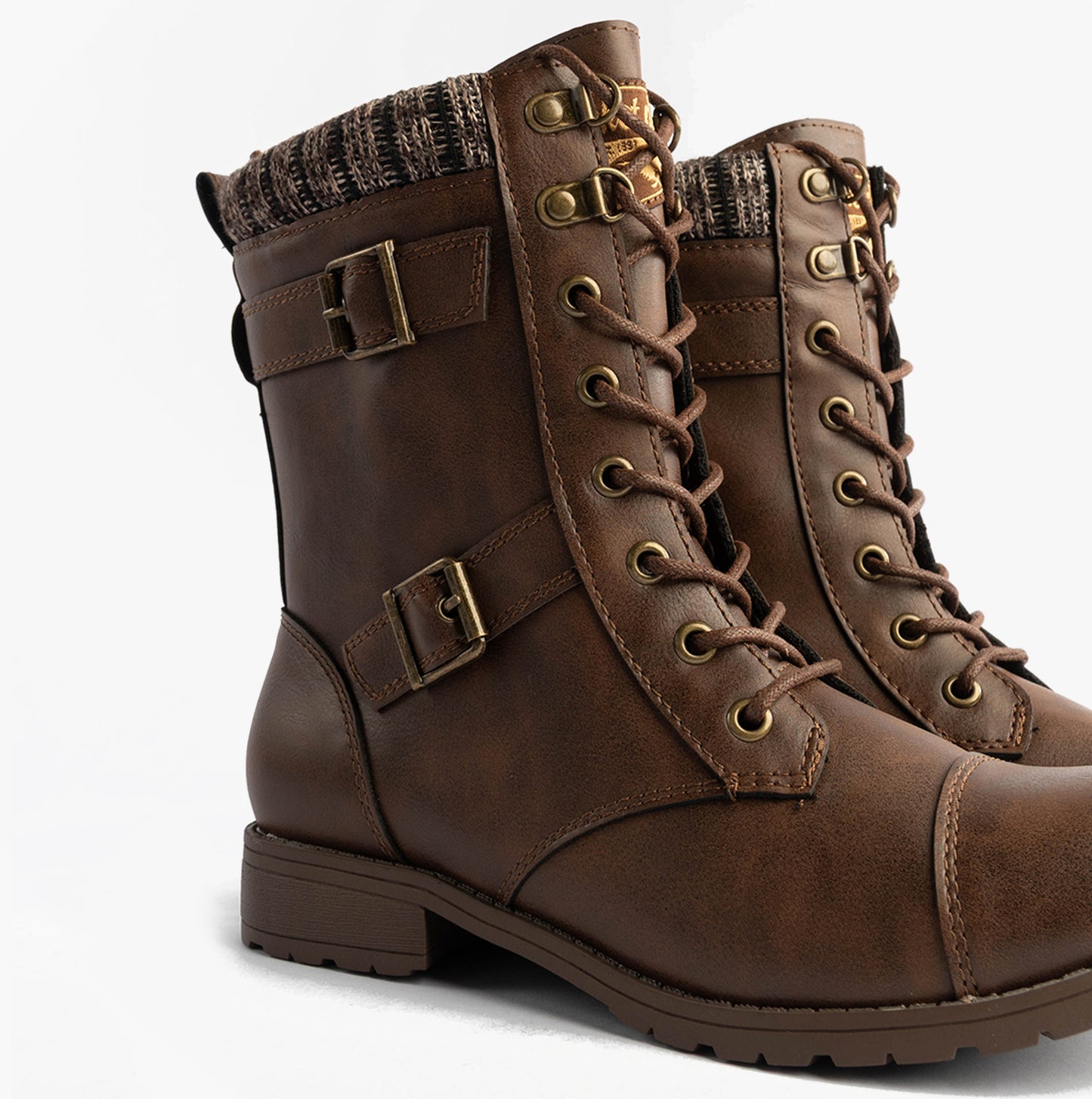BILLIE Womens Biker Boots Brown