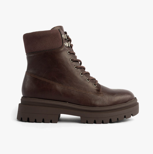 DANIE Womens Lace Up Boots Dark Brown
