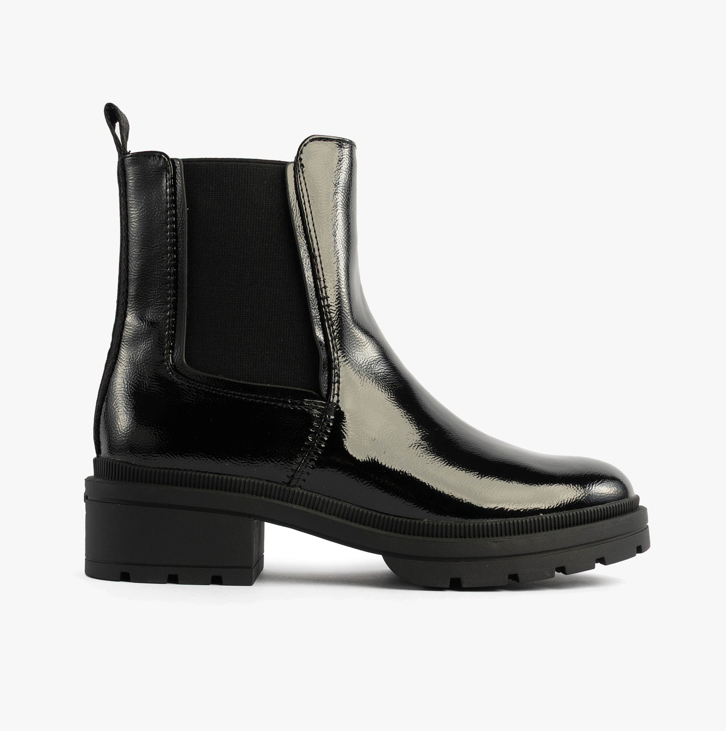 IGGIE Womens Chelsea Boots Black Patent