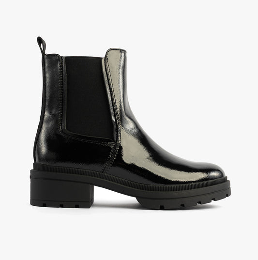 IGGIE Womens Chelsea Boots Black Patent