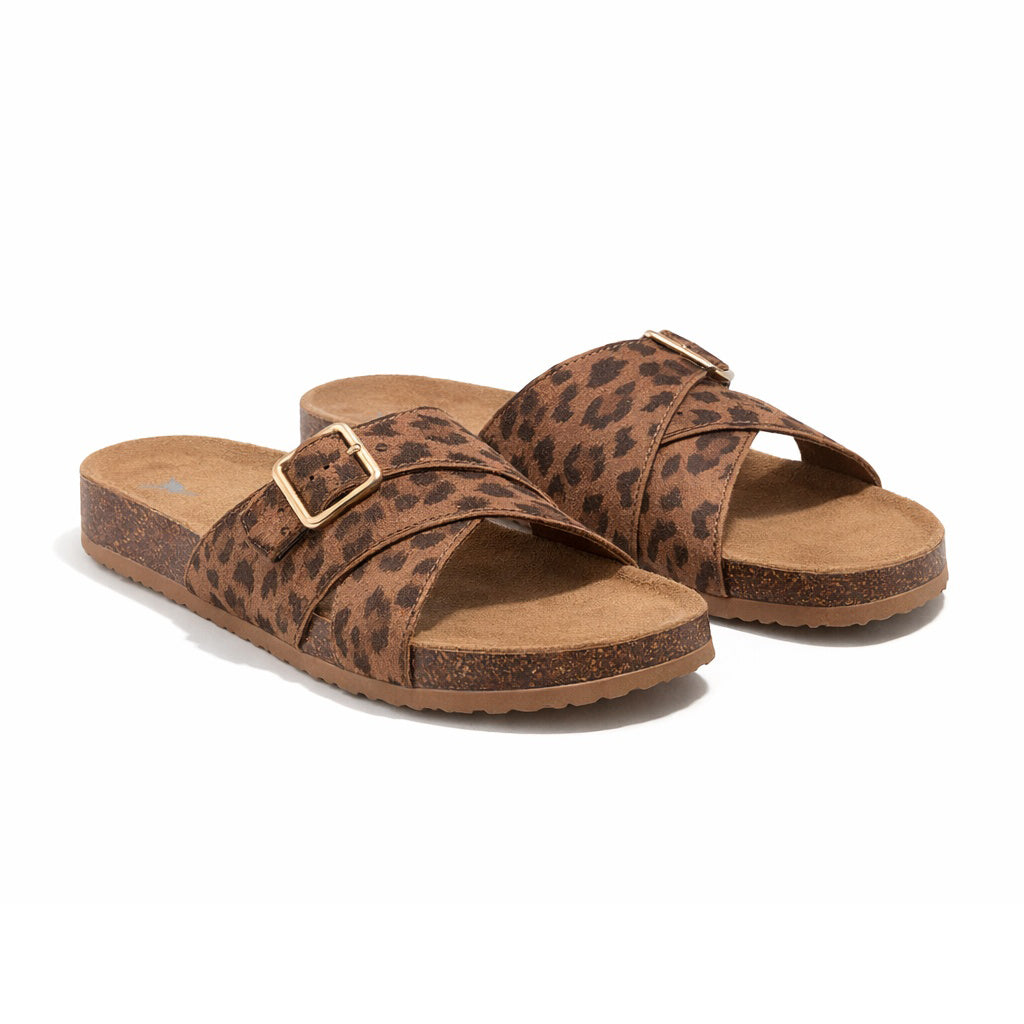 Rocket Dog ANNIE TIGG LEOPARD Womens Cross Strap Sandals Tan