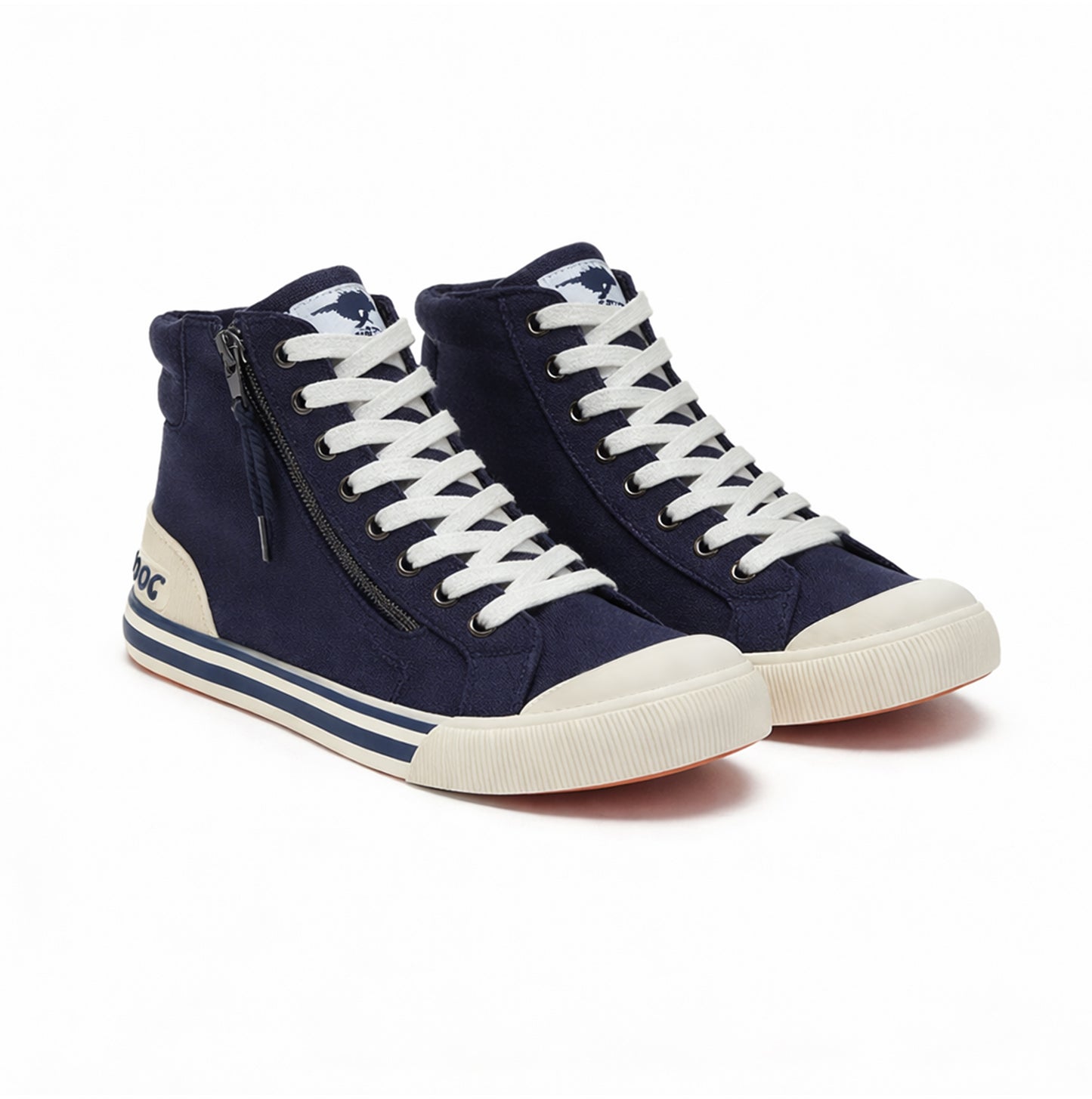 Rocket Dog JAZZIN HI 12A CANVAS Womens Hi-Top Trainers Navy