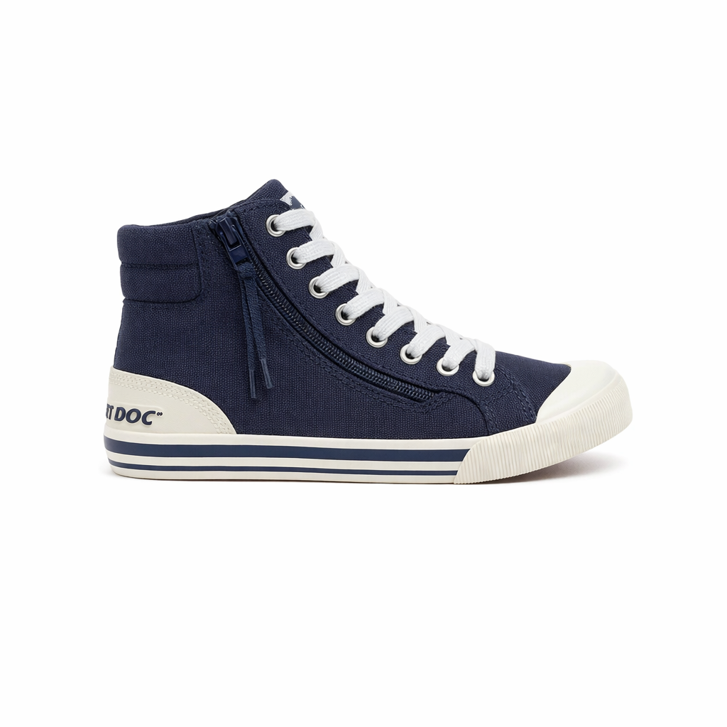 Rocket Dog JAZZIN HI 12A CANVAS Womens Hi-Top Trainers Navy