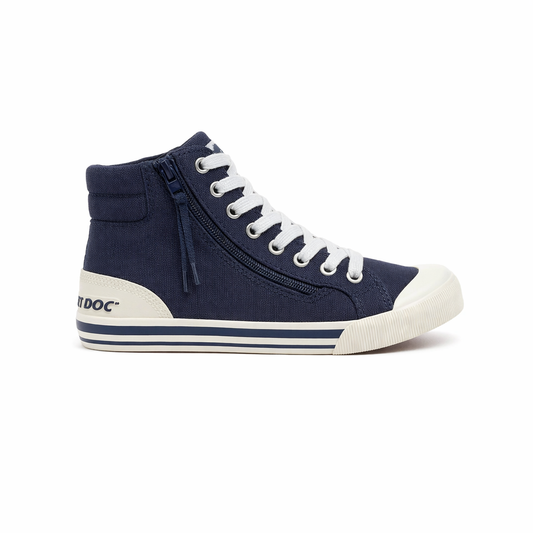 Rocket Dog JAZZIN HI 12A CANVAS Womens Hi-Top Trainers Navy