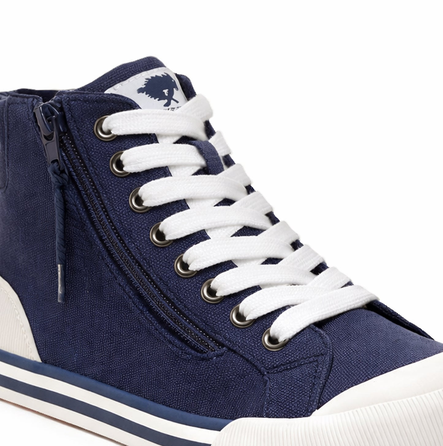 Rocket Dog JAZZIN HI 12A CANVAS Womens Hi-Top Trainers Navy