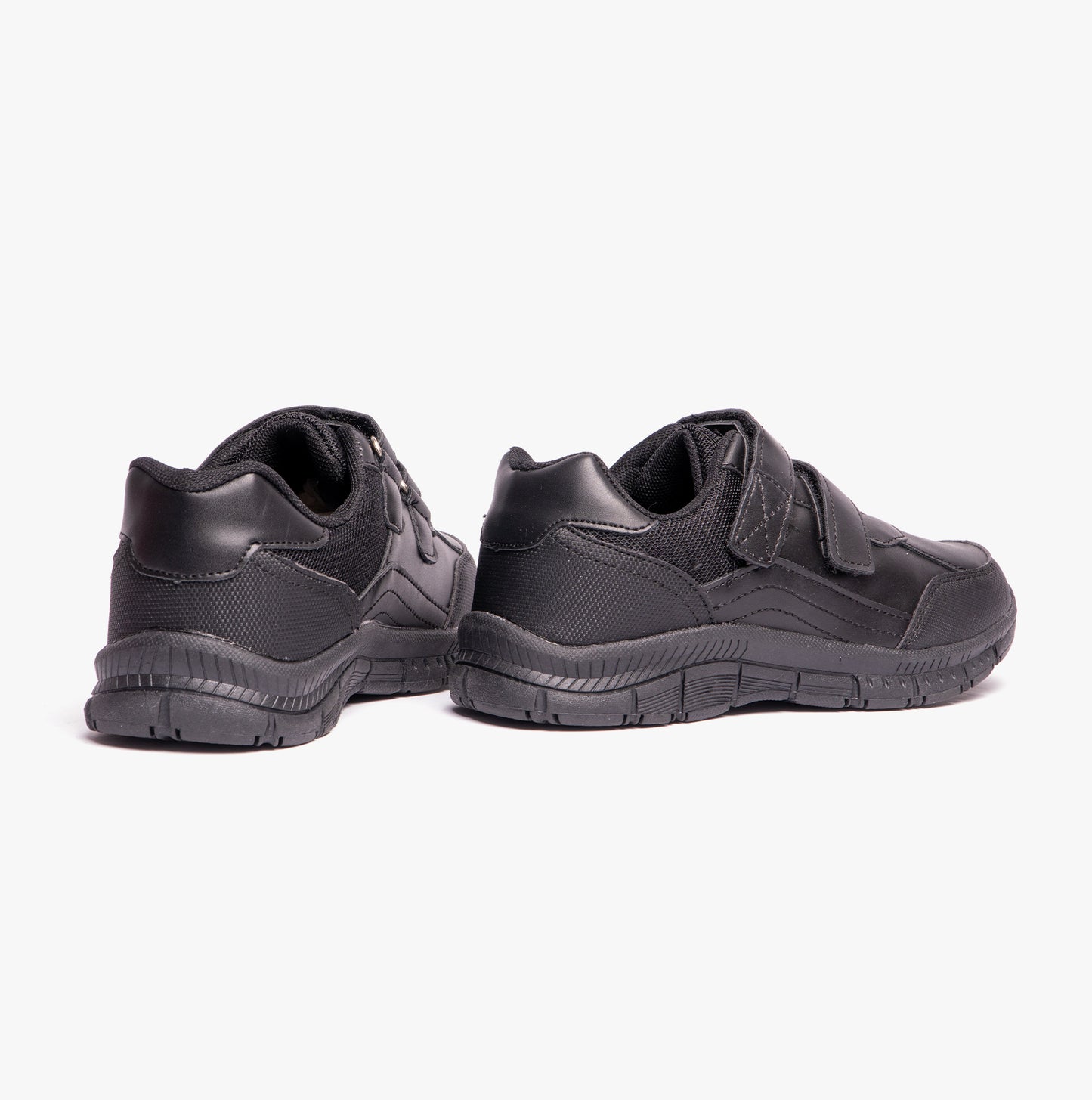 Route 21 B821A Boys Touch Fasten Coated Leather School Shoes Black
