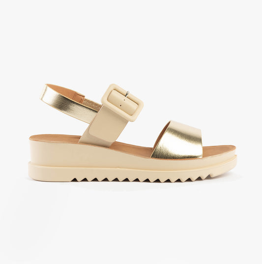 Heavenly Feet PISTACHIO Womens Platforms Beige/Gold