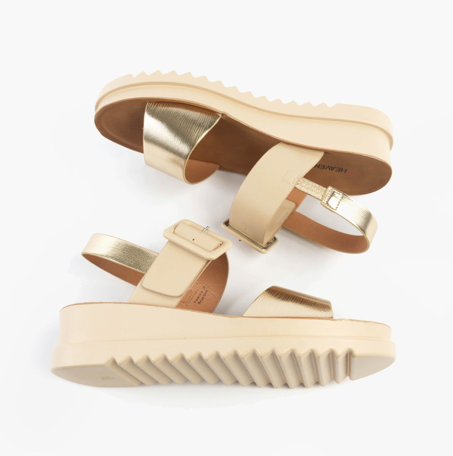 Heavenly Feet PISTACHIO Womens Platforms Beige/Gold