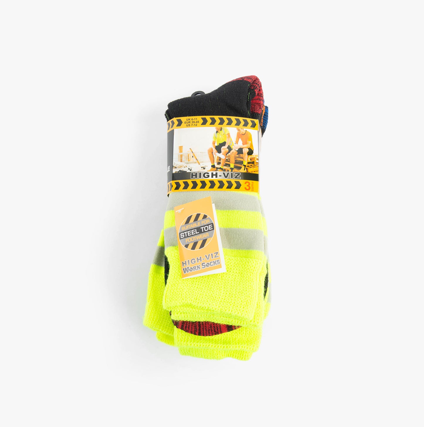 STB HIGHVIZ Mens 3 Pack Socks Multi UK 6-11