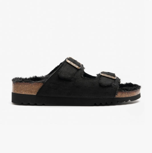 Scholl MISSY Womens Suede Mule Sandals Black