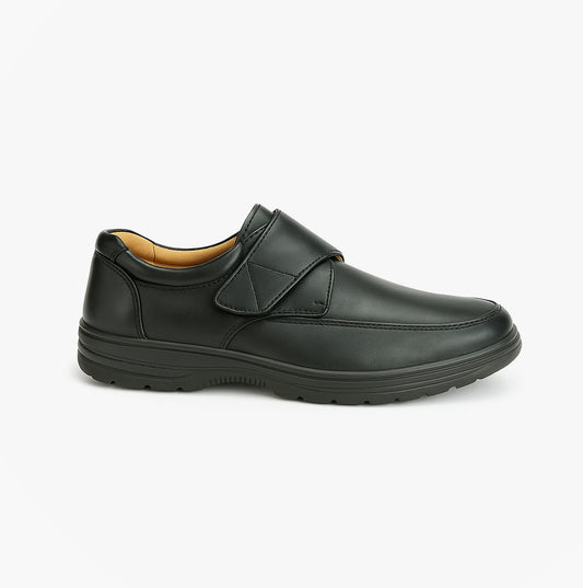 Scimitar BARNEY Mens Faux Leather Touch Fasten Shoes Black