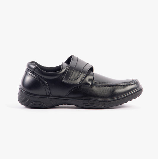 Scimitar KAIL Mens Faux Leather Velcro Bar Loafers Black