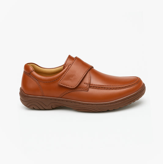 Scimitar KAIL Mens Faux Leather Touch Fasten Bar Loafers Tan