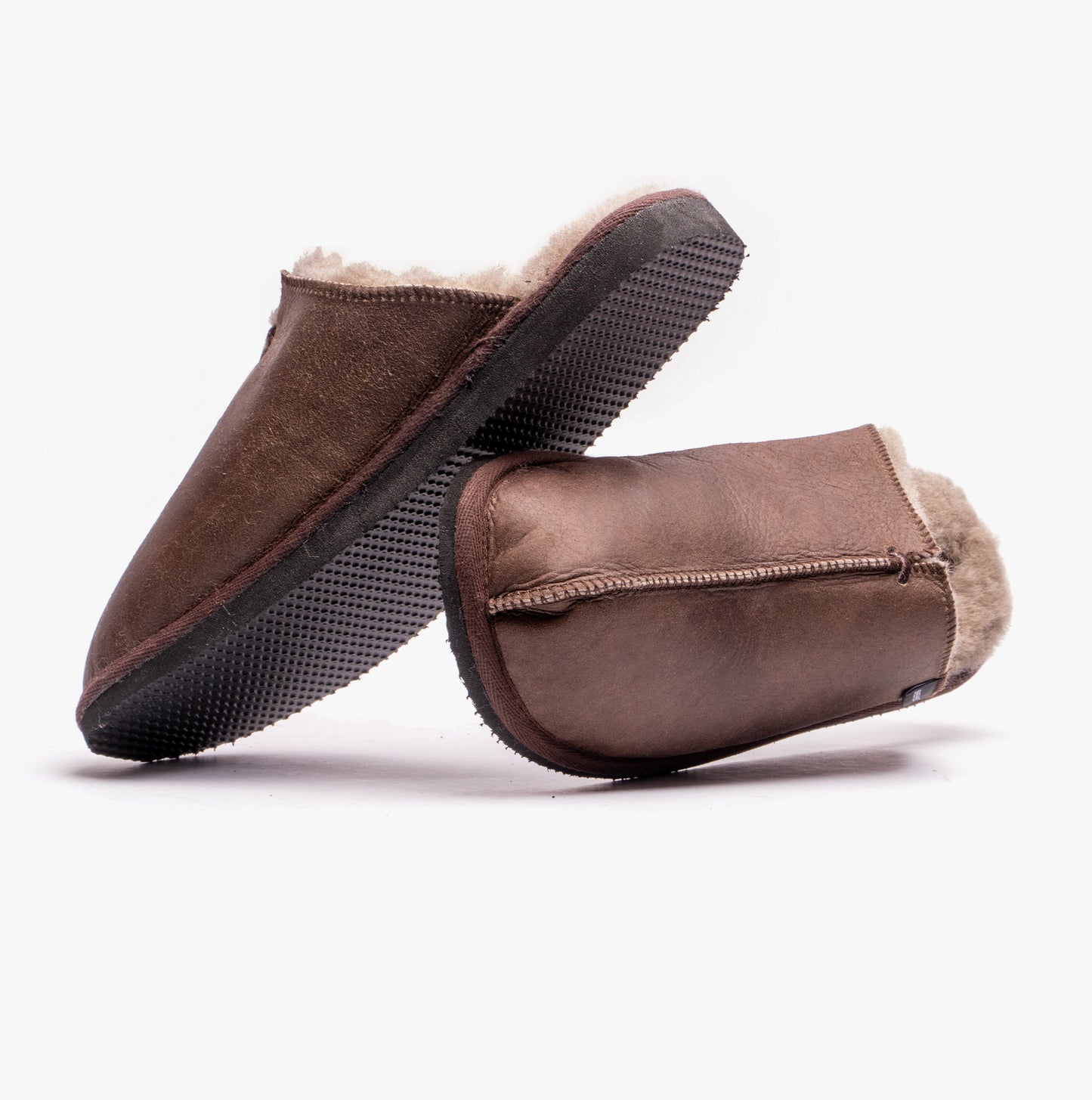 Shepherd HUGO Mens Sheepskin Mules Oiled Antique