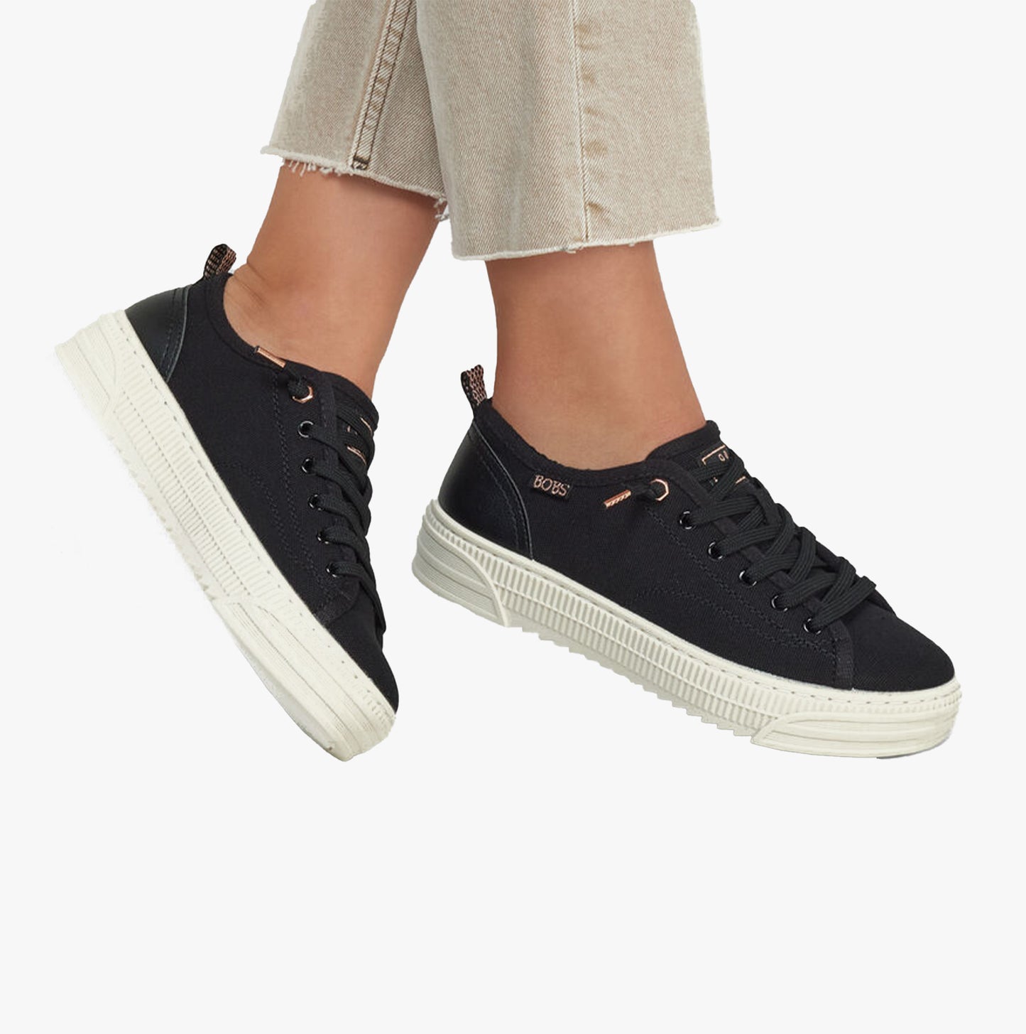 Skechers 114640/BLK BOBS COPA Womens Canvas Trainers Black