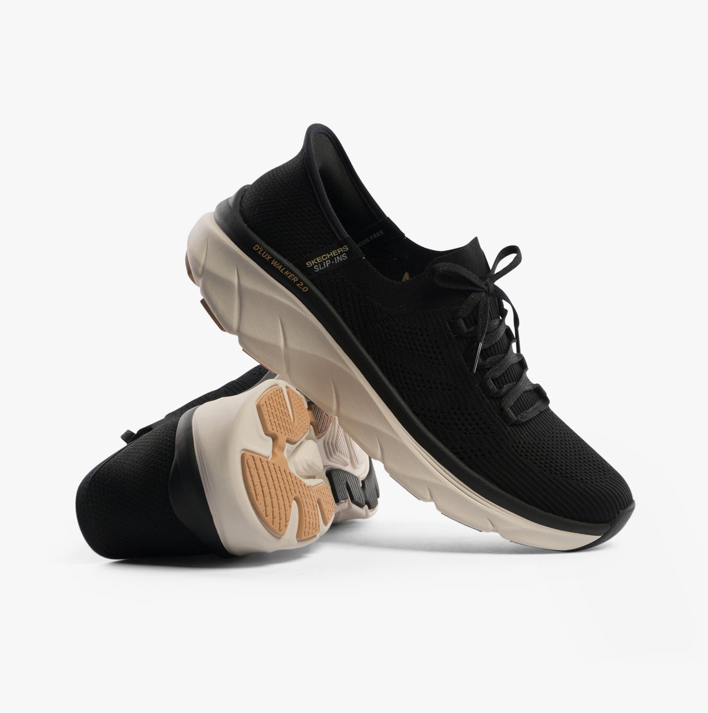 Skechers 150105/BKTN D'LUX WALKER 2.0-THRILL MOVEM Womens Trainers Black/Tan