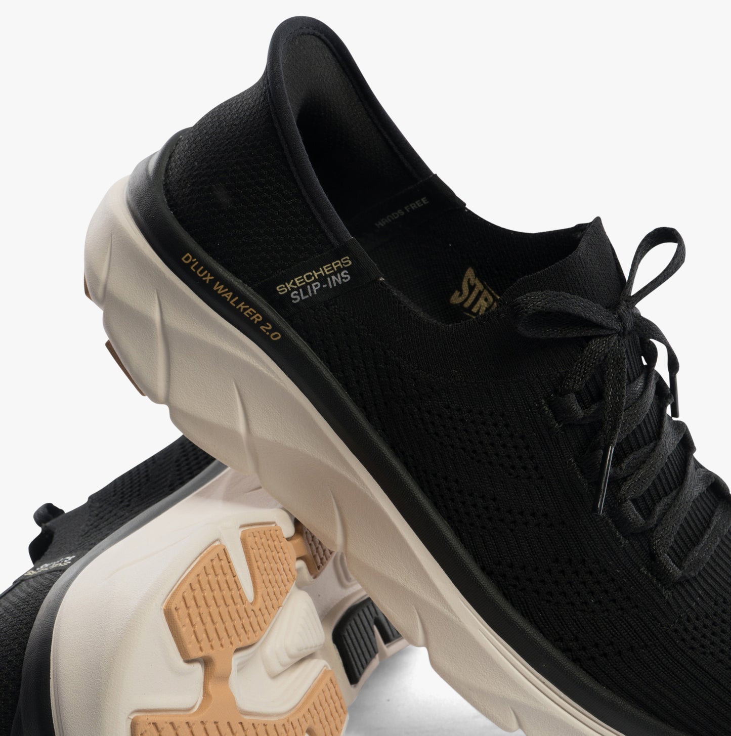 Skechers 150105/BKTN D'LUX WALKER 2.0-THRILL MOVEM Womens Trainers Black/Tan