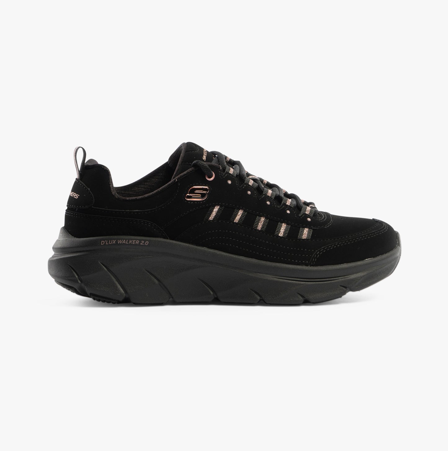 Skechers 150106/BKRG D'LUX WALKER 2.0-GOLDEN STEP Womens Trainers Black/Rosegold