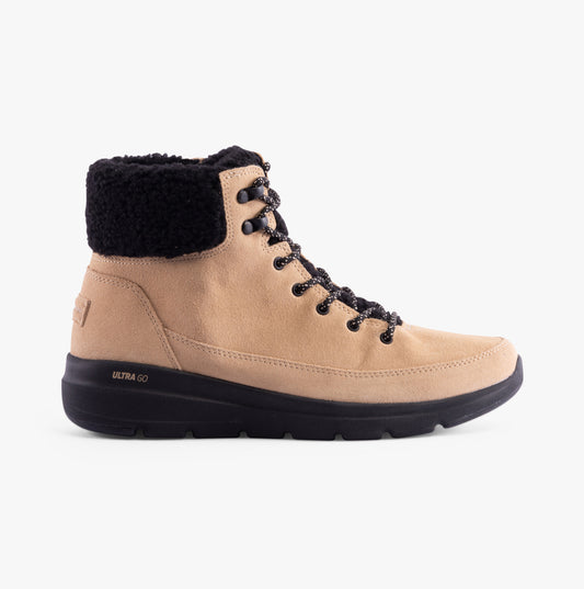 Skechers 16677/NTBK GLACIAL ULTRA - WOODLANDS Womens Boots Natural/Black