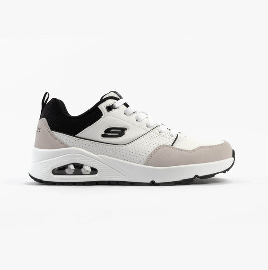 Skechers 183020/WBK UNO - RETRO ONE Mens Trainers White Mono/Black