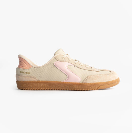 Skechers 185323/NTPK HOTSHOT Womens Trainers Natural Nylon/LeatherPink