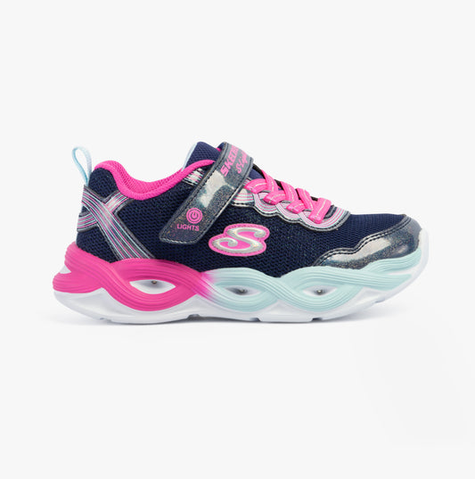 Skechers 303717L/NVMT TWISTY GLOW Girls Trainers Navy/Multi