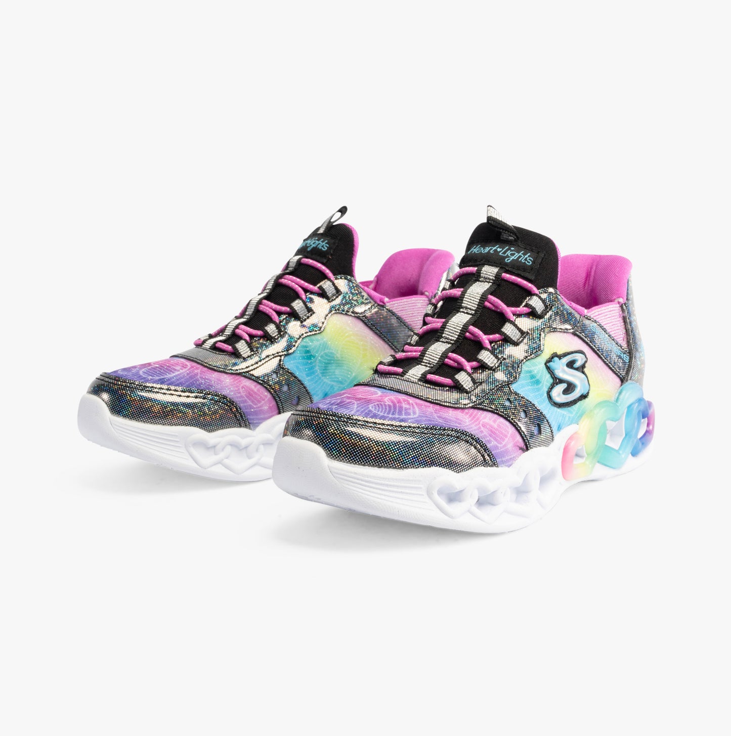 Skechers 303755L/BKMT INFINITE HEART LIGHTS - ETERN Girls Trainers Black/Multi